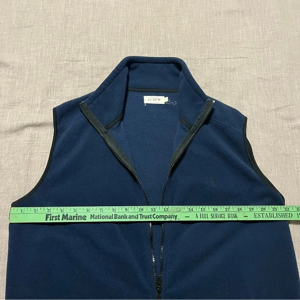 J. Crew Navy Blue Fleece Full-Zip Vest Mens Size Large Zipper Pickets Spring